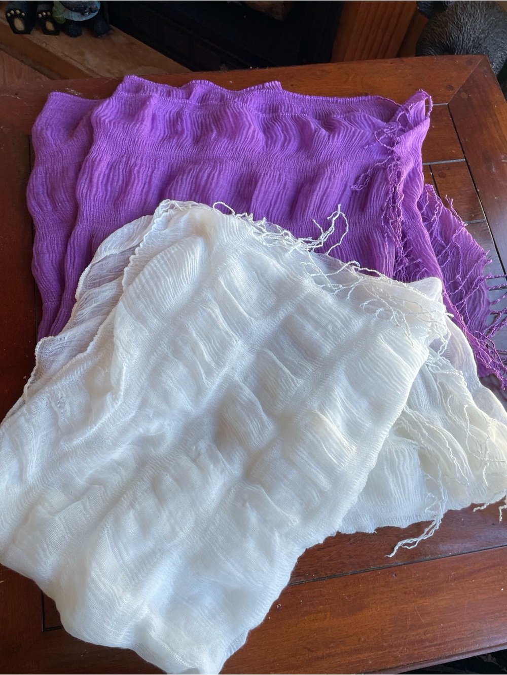 Lightweight White & Purple Women's Scarfs